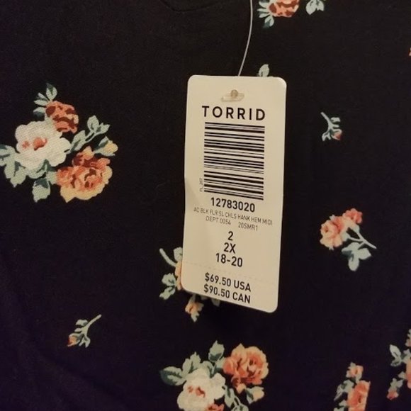 NWT Torrid - Black Floral Sharkbite Dress - 2XL - Picture 3 of 3